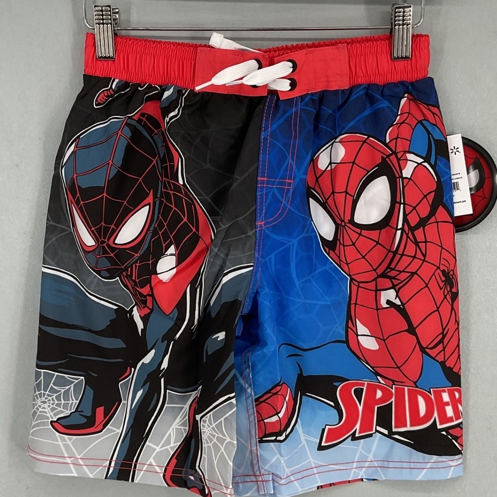 Marvel Boys Spider-Man Swim Trunks Blue Red Miles Morales Graphics 10/12